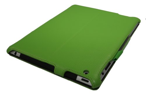 iPad 4 Hülle & iPad 3 Hülle | Smart Cover aufstellbar | Handschlaufe & Stylus-Halterung Luxus Leder für Apple Tablet 9 7 Zoll | Original Adento Marken-Design | Grün - 5