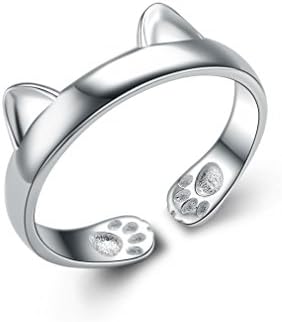 Candira 925 Sterling Silver Fine Open Cat Ears Ring