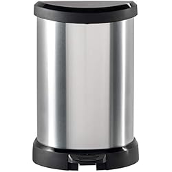 CURVER | Poubelle à pédale 20L Aspect métal, Métal, Metal Bins, 30,3x26,8x44,8 cm