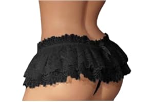 FRESQA KWTF Sissy Intimo da Uomo Intimo di Pizzo con Mini Stringhe Arricciate Gonna Crossdress Costume Panty Gonna Perizoma Slip Bikini Perizoma da Uomo Gay