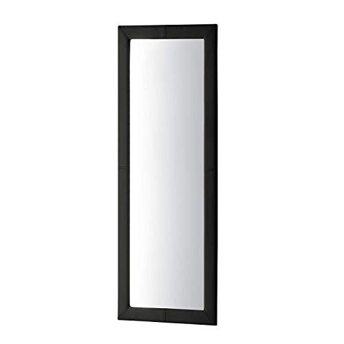 Adec - Espejo de pared tapizado, espejo rectangular cuerpo entero salón, recibidor, comedor, dormitorio, acabado en símil piel color Negro, Medidas 160x60x3 cm de Fondo