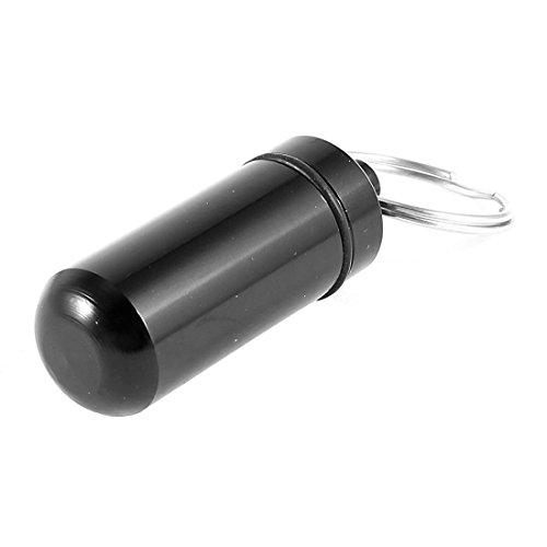 sourcingmap® Schwarz Aluminum Schlüsselring Kapsel Halter Pillendose Tabletten Container