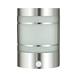 B13,5xH19xT11,5 cm Edle IR Wand-Außenleuchte Außenlampe mit Bewegungsmelder aus Edelstahl & Echtglas Gartenleuchte 1010-pir