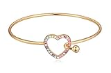 SanJiu Armschmuck Damen Armband Edelstahl Armreif Armbänder Herz mit Österreichische Kristall Element Charm Armband Armkette für Damen Freundin Frauen Gold
