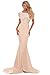 Produktbild Abendkleid, lang, Eyelash-Spitze, für Kreuzfahrten, Bälle, Cocktailpartys, Größe M, 38–40, Champagnerfarben