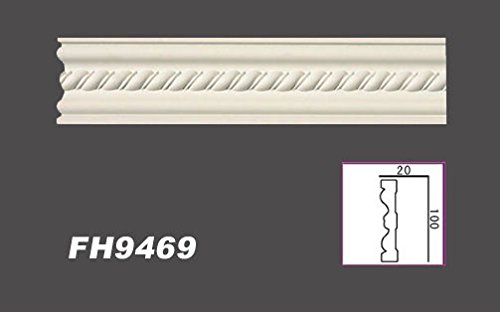 2 Meter PU Flachprofil für Türumrandungen Dekor Stuck stoßfest 100x20mm, FH9469 - 2