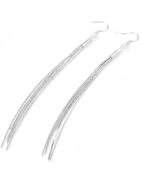 Skyllc® 2X 105mm Mode Quaste Versilbert Ohrhänger Ohrschmuck Neuware