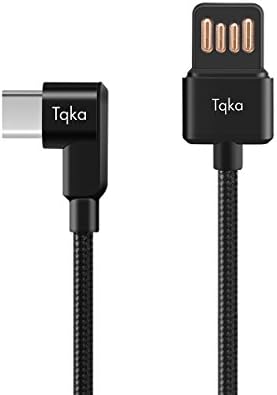 Tqka USB Type C Cable, 1M Right Angle USB 2.0 A to 90 Degree USB-C Braided Cable for New Macbook(Pro), Nexus 5X/6P, ASUS ZenPad S 8.0, Lenovo Zuk Z1 etc,Black