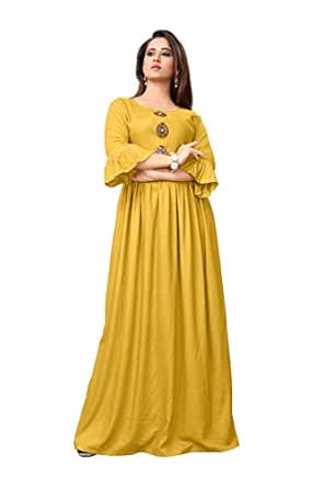 mustard colour gown
