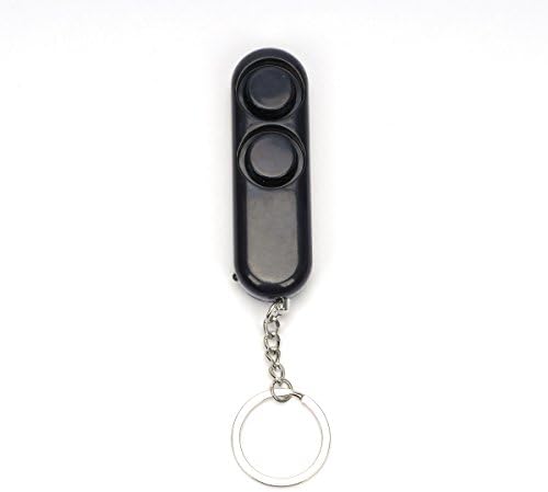 Twin Siren Personal Alarm Rape Attack Panic Safety Security Loud LED Keyring VOSO (Black)