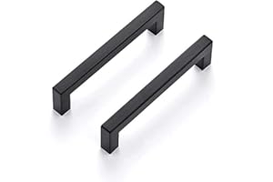 LONTAN 15 Pack Black Handles 128mm Hole Center Black Drawer & Cupboard Handles for Kitchen & Wardrobe Cabinets
