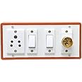 Elite Electronics Brown Switch Board with Two a switches,one 5pin 5amp Socket and 1 Bulb Holder with 3 Yard 3pin Chord 1