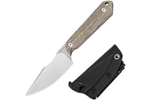 Kizer Mini Harpoon 1040S7 Cuchillo EDC Compacto, Acero AEB-L 8.2 cm, Micarta - Supervivencia Senderismo con Funda