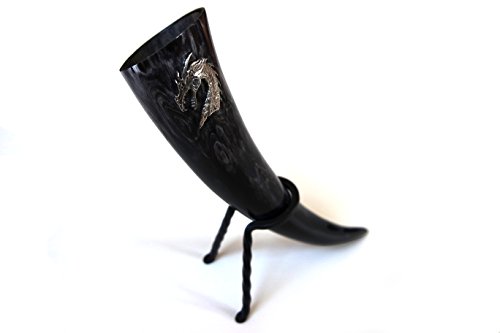 Trinkhorn Set 0,2l mit Halter Ständer Zinn Drache Wikinger Met Methorn