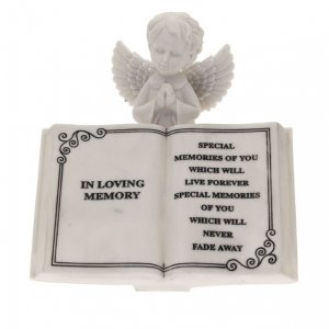 In Loving Memory Memorial Book with Cherub