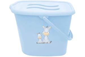 BUYONLINEFORBABY Baby Nappy Changing Dispose Diapers Laundry Waste Bin Storage Container with Lid Bathtub Water Bucket 12L (Zebra Blue)