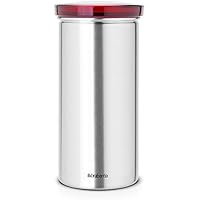 Brabantia 476228 - Tarro para monodosis de café, acero mate anti-huellas, tapa de color Rojo