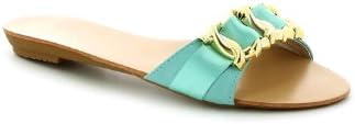 Go Tendance Ladies Satin Flat With Gold Chain Green Size: 6 UK