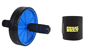 Emeret Ab Roller Double Wheel Ab Wheel Six Pack Abs Tool with Sweat Belt Waist Trimmer-Ab Exerciser, Body Toner, Fat Buster, Multipurpose Fitness Equipment