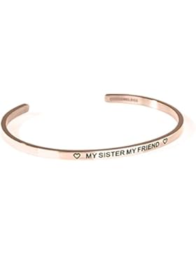 URBANHELDEN - Armreif mit Gravur - Damen Schmuck Inspiration Motivation - Verstellbar, Edelstahl - Armband mit...