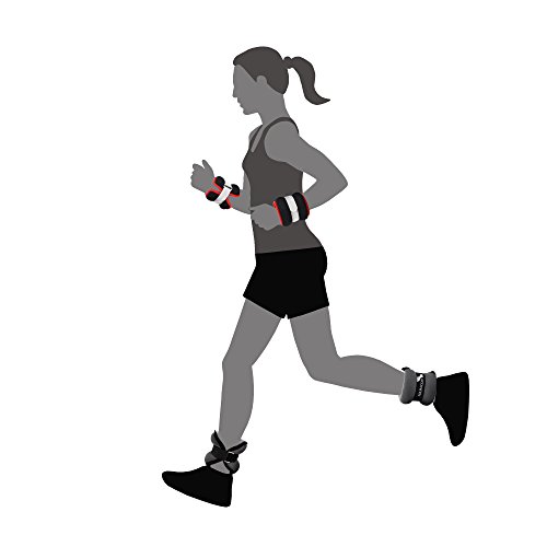 FOURSCOM® 2er Set 2x 0,5kg – 2x 2 kg Neopren Gewichtsmanschetten Laufgewichte für Hand- und Fußgelenke ( Arm und Bein ) Gewichte Grau / Rot - 6