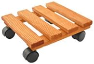 RADO WOOD Wooden Plant Pot Trolley. Plant Caddies Stand Wheels Mover. Natural Wood. Brown color. Square 25 cm