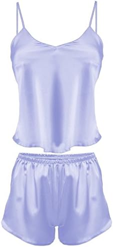 DKaren Sexy Satin Nightwear Top and Boxer Shorts Lingerie Set