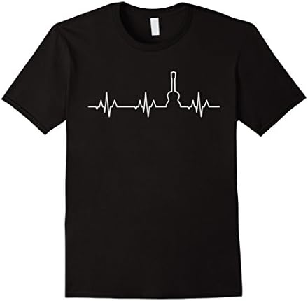 Men's Ukulele Player Heartbeat T-shirt Design for Music Lovers XL Black