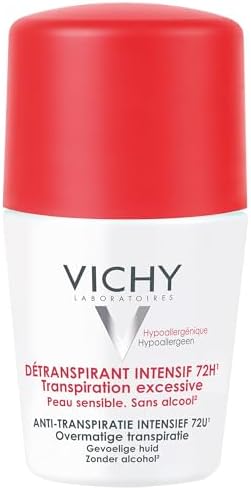 Vichy Dermo-Tolerance Deodorante Roll-On Antitraspirante, Per Tutti i Tipi di Pelle, Trattamento Intensivo per Traspirazione Eccessiva, Efficace per 72H Anche in Condizioni di Stress, 50 ml