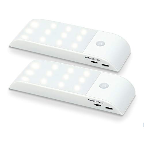 Sensor de movimiento de luz interior, LED Armario de luz nocturna con batería recargable,banda magnética Armario de armario empotrado debajo del mostrador Cocina Cobertizo Iluminación del garaje