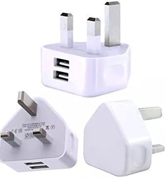 Fast Dual 2 Port USB Charger UK Mains Plug With iPhone/iPad Lighting Cable 1 meter