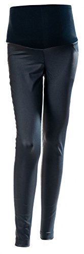 Happy Mama Women's Maternity Wax Look Skinny Trousers 189p (Black, 20)