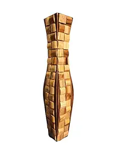 Spanglers Wooden Floor Flower Vase with Beautiful Big Square Design Matki Shape