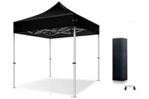 Actiexpress Tente Pliante Barnum Pliant Tonnelle Professionnelle 2x2,3X3,3x4.5,3x6,4x8 Structure en Aluminium 45mm Toit 380g/m² qualité professionelle (Noir, 2x2)