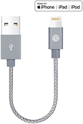 OPSO iPhone Charger - [MFi Certified] Nylon Braided Lightning Cable for iPhone 7 Plus 6S Plus 6 Plus SE 5S 5C 5, iPad 2 3 4 Mini, iPad Pro Air 2, iPod - 0.15m Gray