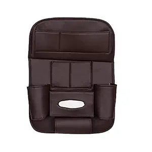 Oshotto Car Backseat Storage Organizer with Foldable Tray,Multi-Pocket for Bottles, Tissue Boxes,Kids Toy Storage and Great Travel Accessory Compatible/Replaement with Audi Q3(Brown)