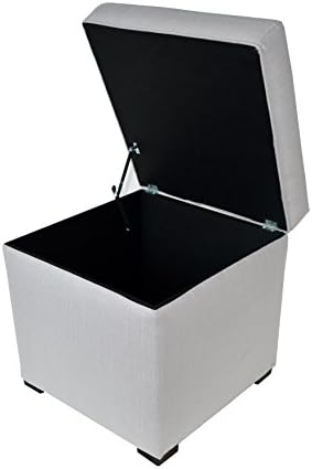 MJL Furniture Designs Tami Collection Fabric Upholstered Lift Top Storage Foot Rest Cube Ottoman, Sachi Series, Silver-Platinum