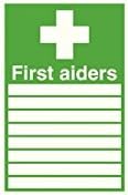 SIGNSLAB FA01926S Safety Sign"First Aiders", Self-Adhesive, 300 mm x 200 mm