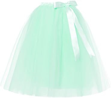 RuiyuhongE Lady's 5 Layers Tulle Princess Tutu Skirts Retro Dress Underskirt Petticoat (Medium, Mint)