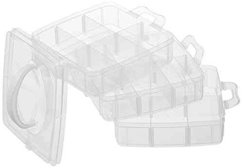 RAYHER 3918100 Sortierbox mit Tragegriff, 15,5 x 15,5 x 12,9 cm, 3 x 6 Fächer - 2