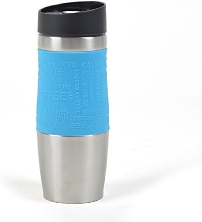 Ocean5 Travel Mug, Stainless Steel Thermo Cup for one-handed open and drink, 350ml, Takeaway coffee at the touch of a button, Travel Mug, Colours: light blue