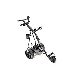 Der elektronische Golftrolley Caddy1 410 verfügt über einen kraftvollen 300 W Motor und einen 12 V, 18 Ah Lithium Akku, sowie eine Motorbremse, die unbeabsichtigtes Wegrollen verhindert