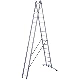 Hailo ProfiLOT.2 - Escalera industrial 2 tramos de aluminio con estabilizador curvo LOT-SYSTEM (2 x 15 peldaños)