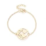 SUNSKYOO Kreative Frauen Legierung Hallow Runde Weltkarte Anhänger Armband Armreif Schmuck Geschenk, Gold