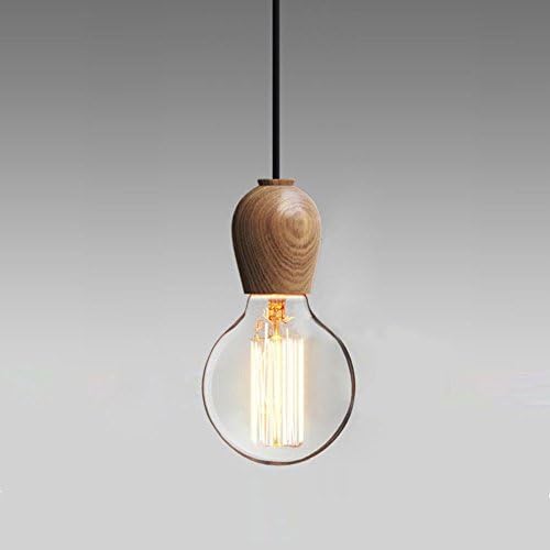 Cozyle Vintage Pendant Hanging Light Nature Wooden Lamp Base (Random Knag)