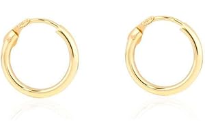 MONDE PETIT Damen & Kinder Creolen Hoop 12x1.2 mm Ohrstecker - Gelbgold 9 Karat (375) - Scatola Regalo - Certificato di garanzia