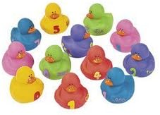 Rubber Ducks Educational Products - 12 pc 1-2-3 Counting Learning to Count Rubber Duckie Ducky Ducks - Ducks wearing 0 through 9 help kids learn to count