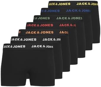 JACK & JONES Jacbasic Trunks - Confezione Da 7 Bicchieri Noos Jnr, Trunks. Bambini e ragazzi, Nero - Bianco - Giallo - Arancione - Rosso - Verde - Blu, 140