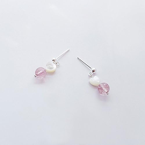 BAGEHAN Strawberry Crystal Love Earrings Tremella Nail Female Unique Small Earrings Exquisite Mini,powder
