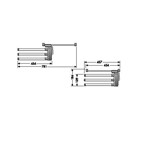 Hailo 3133101 Handtuchhalter Secco Alu Line 3 armig ausziehbar - 2